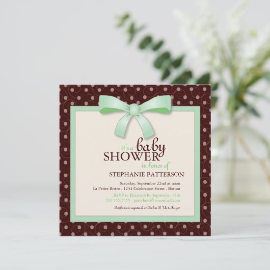 De groene Uitnodiging van het Baby shower van de (Staand voorkant)