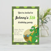 De groene uitnodigingen van de de verjaardagsdruk (Staand voorkant)