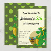 De groene uitnodigingen van de de verjaardagsdruk (Voorkant / Achterkant)