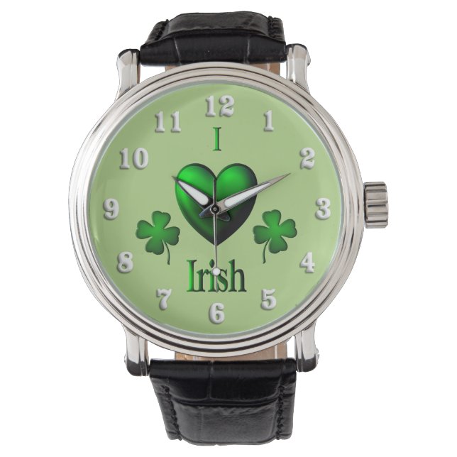 De groene van I Ierse w Witte Nummers van het Hart Horloge (Voorkant)