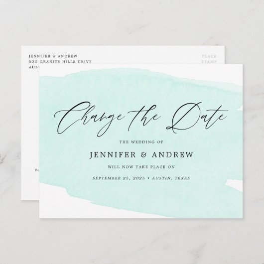 De Groene Verandering van de Munt de Datum Uitstel Aankondigingskaart (Voorkant / Achterkant)