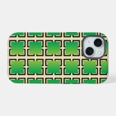 De groene verloopvierkanten  iPhone 15 case (Achterkant horizontaal)