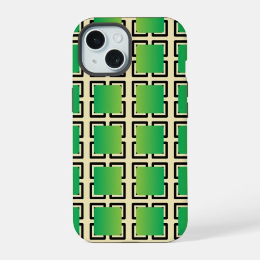 De groene verloopvierkanten  iPhone 15 case (Achterkant)