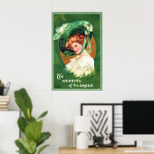 De groene vintage poster dragen (Thuiskantoor)