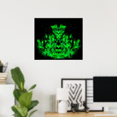 De groene Vlammonster in de Starlight Sky Poster (Thuiskantoor)