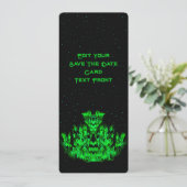 De groene Vlammonster in de Starlight Sky Save The Date (Staand voorkant)