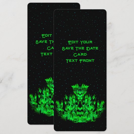De groene Vlammonster in de Starlight Sky Save The Date (Voorkant / Achterkant)