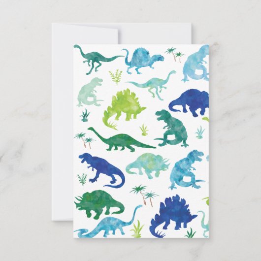 De Groene Waterverf Dinosaur Persoonlijk Dank u Bedankkaart (Achterkant)