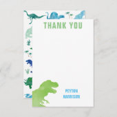 De Groene Waterverf Dinosaur Persoonlijk Dank u Bedankkaart (Voorkant / Achterkant)