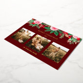 De groene waterverf Kerstmis 3 foto's rood Folie Feestdagenkaart (Gedraaid)