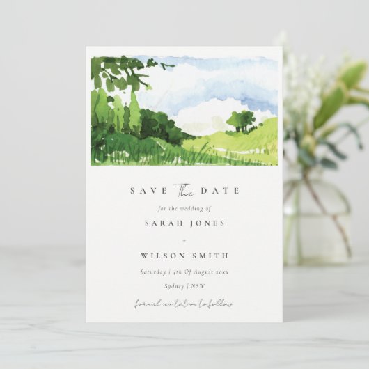 De groene Waterverf Plattelandsheuvels sparen de D Kaart (Staand voorkant)