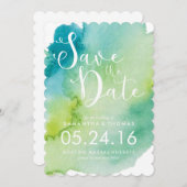 De groene Waterverf sparen de Datum Save The Date (Voorkant / Achterkant)