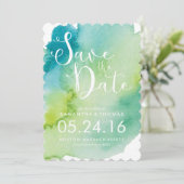 De groene Waterverf sparen de Datum Save The Date (Staand voorkant)