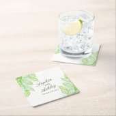 De groene waterverf van het huwelijk verlaat douan kartonnen onderzetters (Insitu)