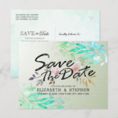 De groene Waterverf verlaat de rode bruiloft spare Briefkaart (Voorkant / Achterkant)