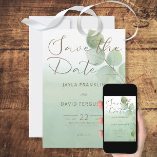 De groene Waterverf was Eucalyptus sparen de Datum Save The Date