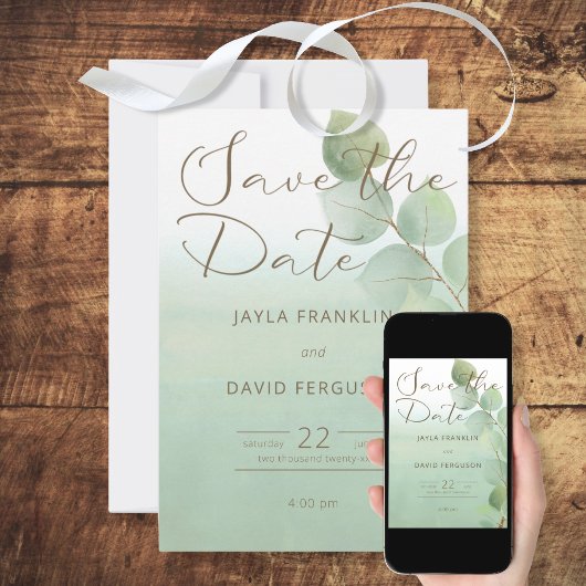 De groene Waterverf was Eucalyptus sparen de Datum Save The Date