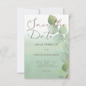 De groene Waterverf was Eucalyptus sparen de Datum Save The Date (Voorkant)