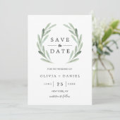 De groene Waterverf Wreath Wedding sparen de Datum Save The Date (Staand voorkant)