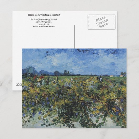 De groene wijnbouw, Vincent Van Gogh Briefkaart (Voorkant / Achterkant)