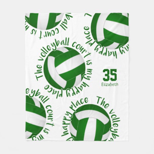 de groene witte volleybalrechtbank gelukkig plaats fleece deken (Voorkant)