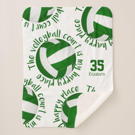 de groene witvolleybalrechtbank gelukkig sherpa deken (Voorkant)