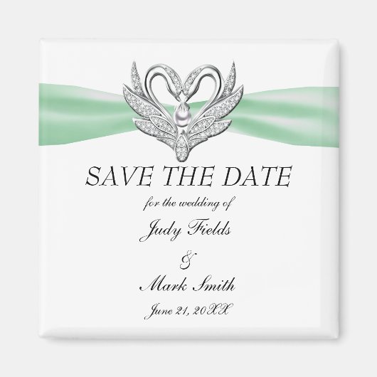 De groene Zilveren van het Lint sparen de Datum Ma Magneet (Voorkant)