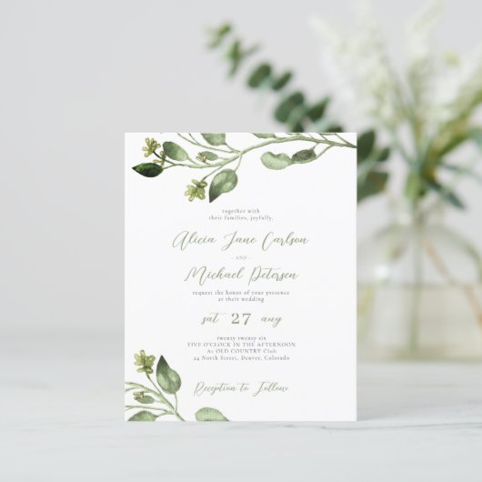 De groenere elegante uitnodiging van de het manusc (Staand voorkant)