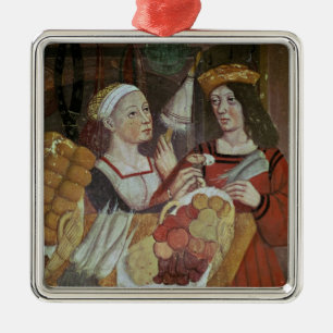 De groenten- en fruitmarkt metalen ornament