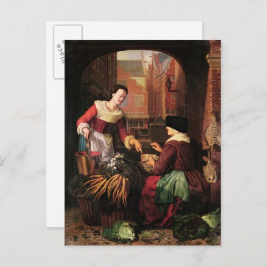 De groenteverkoper briefkaart (Voorkant / Achterkant)