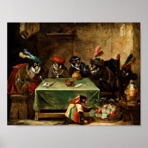 De groep van apen die roken poster