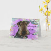 De Groet van Airedale Terrirer Kaart (Gele Bloem)