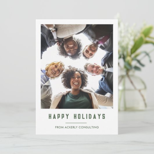 De Groet van het seizoen Bedrijfsteam Foto Kerstmi Feestdagenkaart (Staand voorkant)