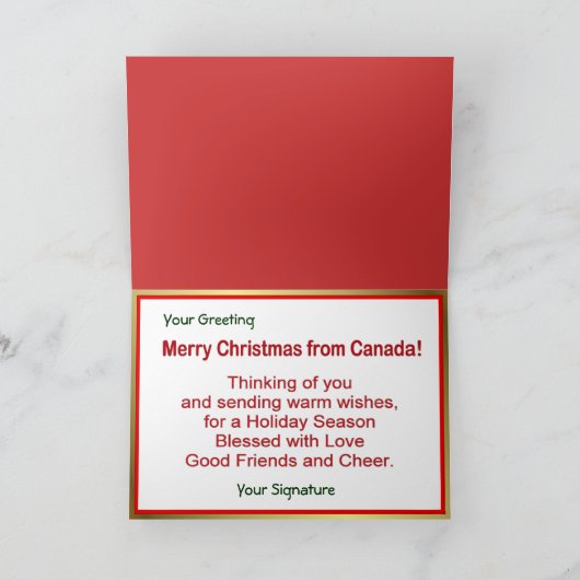 De Groet van Kerstmis van Canada Feestdagen Kaart (Binnen)