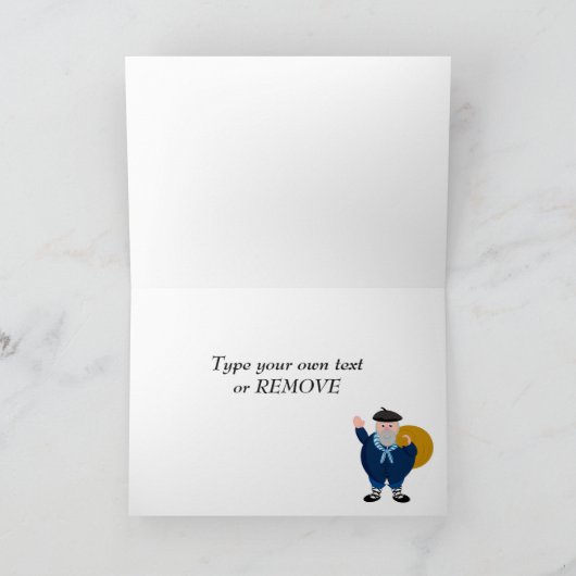 De groet van Kerstmis van de douane, Olentzero + Feestdagen Kaart (Binnen)