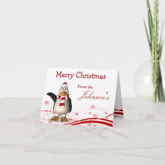 De Groet van Kerstmis van de Pinguïn van de Feestdagen Kaart (Voorkant)
