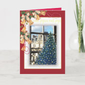 DE GROET VAN KERSTMIS VAN HET LANDSCHAP VAN JOYEUX FEESTDAGEN KAART (Voorkant)