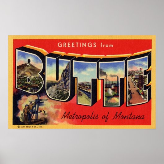 De groeten van Butte Metropolis van Montana Poster (Voorkant)