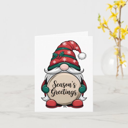 De groeten van Christmas Gnome Season Kaart (Gele Bloem)