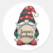 De groeten van Christmas Gnome Season Ronde Sticker (Voorkant)
