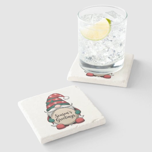 De groeten van Christmas Gnome Season Stenen Onderzetter (Zijkant)