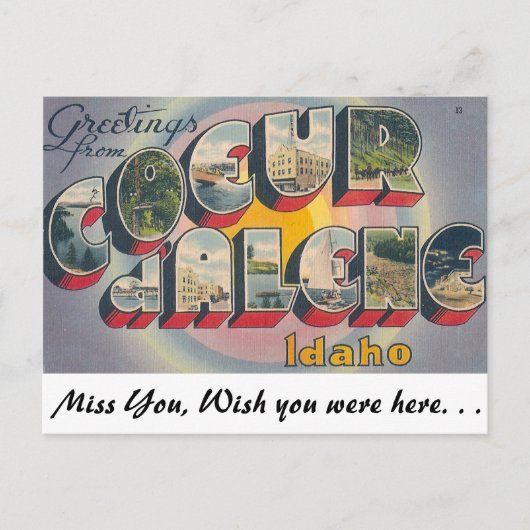 De groeten van Coeur d'Alene, Idaho Briefkaart (Voorkant)