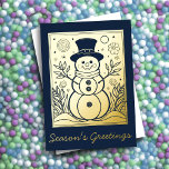 De groeten van Cute Snowman Season Folie Feestdagenkaart<br><div class="desc">De groeten van Cute Snowman Season</div>