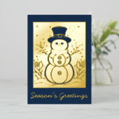 De groeten van Cute Snowman Season Folie Feestdagenkaart (Staand Voorkant)