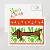 De groeten van Dachshund Season Feestdagenkaart (Voorkant / Achterkant)