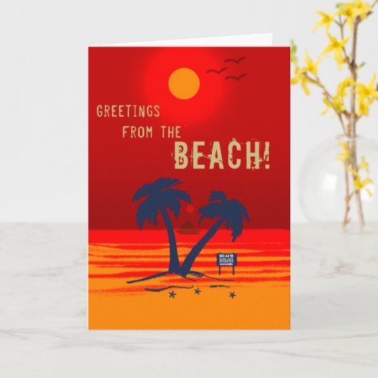 De groeten van de Beach. Kaart (Gele Bloem)