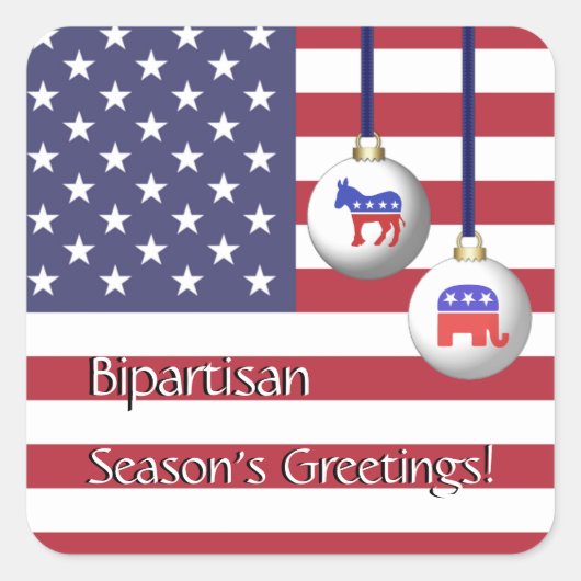 De groeten van de Bipartizaanse Verkiezingsdag Vierkante Sticker (Voorkant)