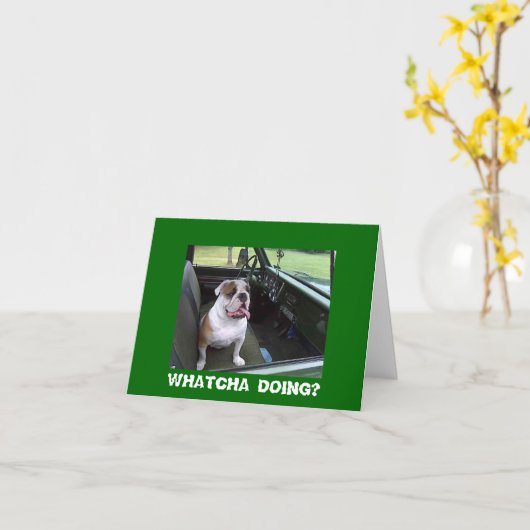 DE GROETEN VAN DE BULDOG KAART (Gele Bloem)