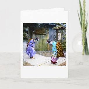De Groeten van de geisha bij de Poort Vintage Oud Kaart