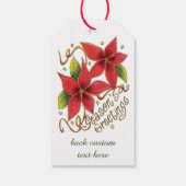 De groeten van de kerstseizoenen met Poinsettias Cadeaulabel (Achterkant)